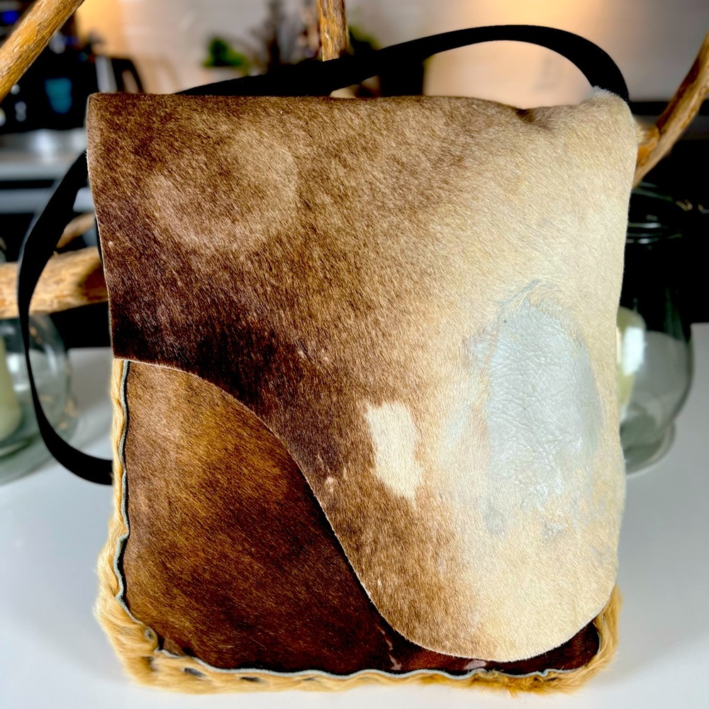 Cowhide Brown/Tan custom messenger bag